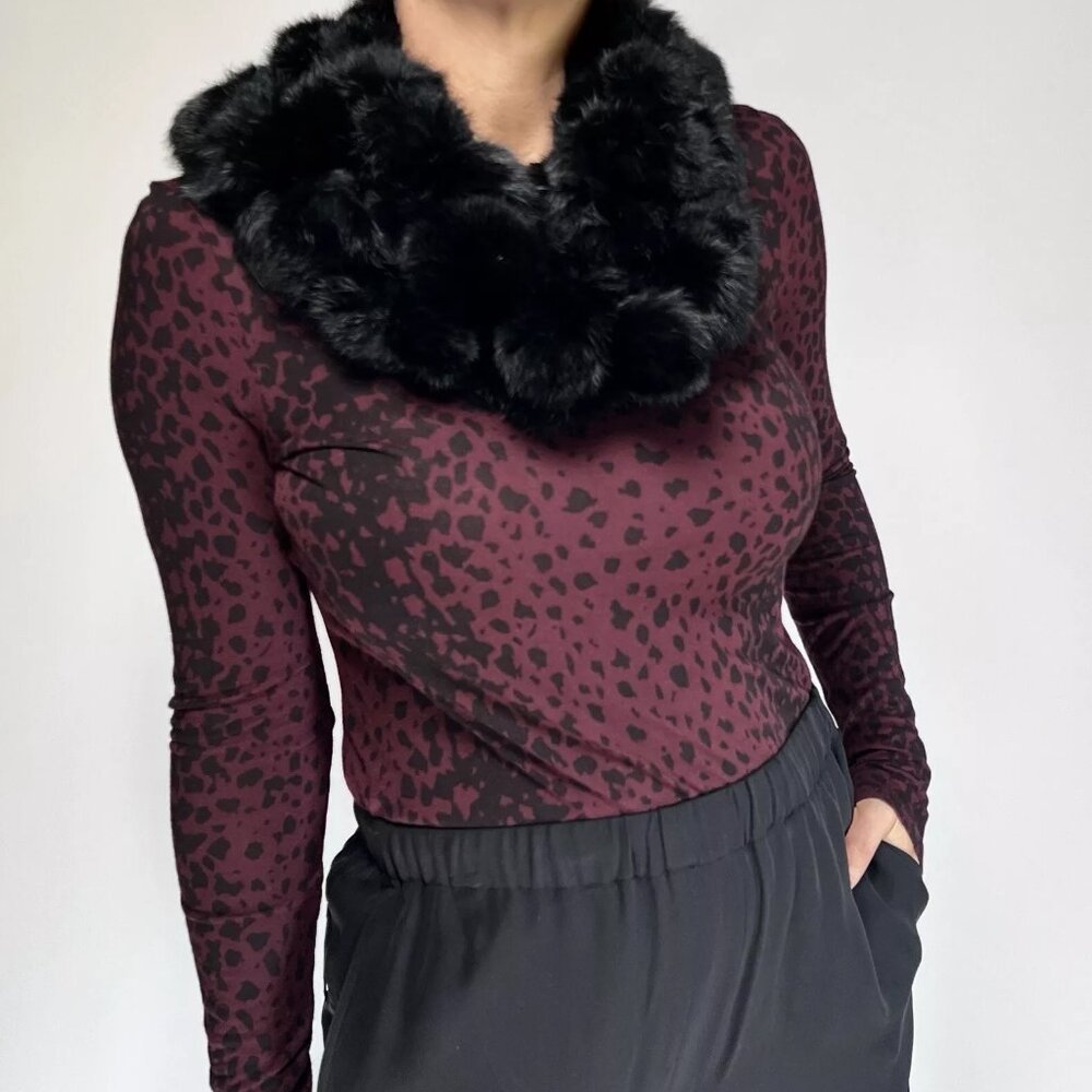 Adrienne Landau 100% Rabbit Fur Pom Pom Infinity Scarf